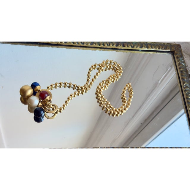 Miriam Haskell Vintage 1970s Gold-Tone Bead Charm Necklace For Sale - Image 4 of 10