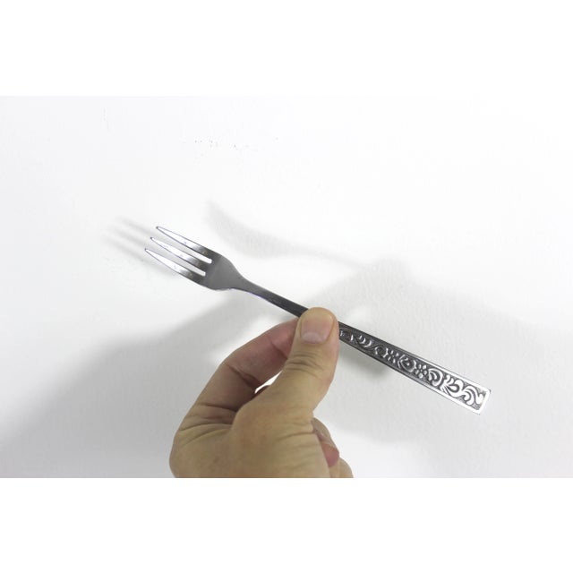 Silver Mid Century Modern Vintage Towne Hall Stainless Steel Cocktail Forks- Set of 8 For Sale - Image 8 of 8