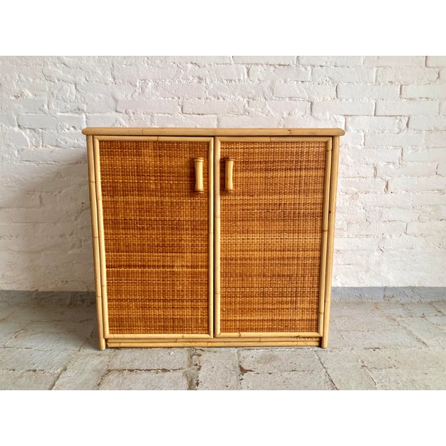 Vintage Italian Rattan Sideboard, 1970s, in Flawless conditions. Designed 1970 to 1979