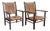 Spanish Walnut and Bulrush Rationalist Armchairs, 1960s For Sale