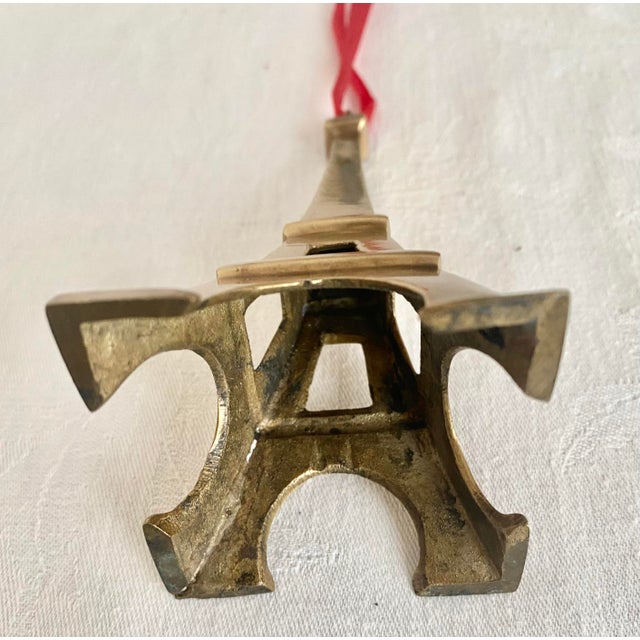 Restoration Hardware Vintage Solid Brass Eiffel Tower Christmas Ornament Excellent Condition For Sale - Image 4 of 8
