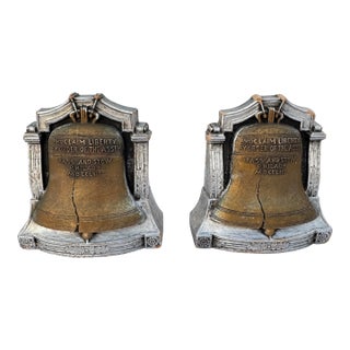 Mid 20th Century Composite Patriotic Bookends of the Liberty Bell- A Pair For Sale