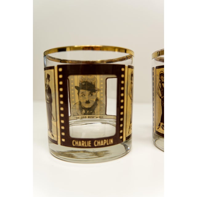 Roaring Twenties Film Strip Rocks Whiskey Glasses Set of 4 For Sale - Image 4 of 5
