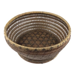 Antique Chinese Large Straw Basket For Sale