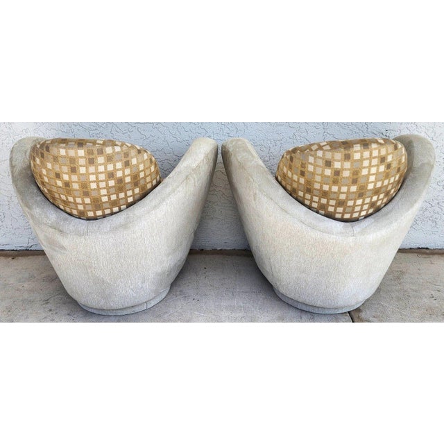 Art Deco Michael Wolk Miami Club Chairs Swivel Pair For Sale - Image 3 of 11