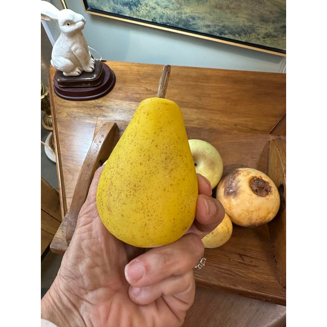 Vintage Wooden Tray With 8 Pieces Italian Alabaster Fruit For Sale - Image 10 of 14