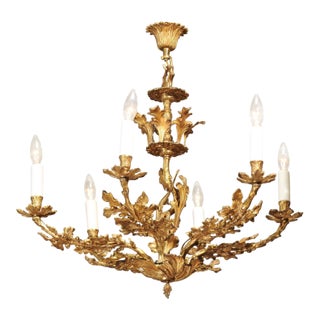Six-Light Gilt Bronze Chandelier Louis XV Style For Sale