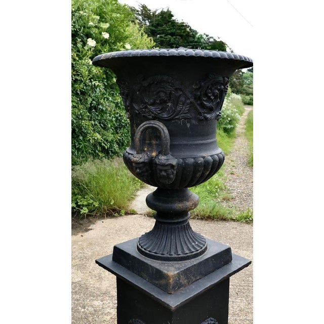 Metal Large Cast Iron Urn, 1920 For Sale - Image 7 of 12