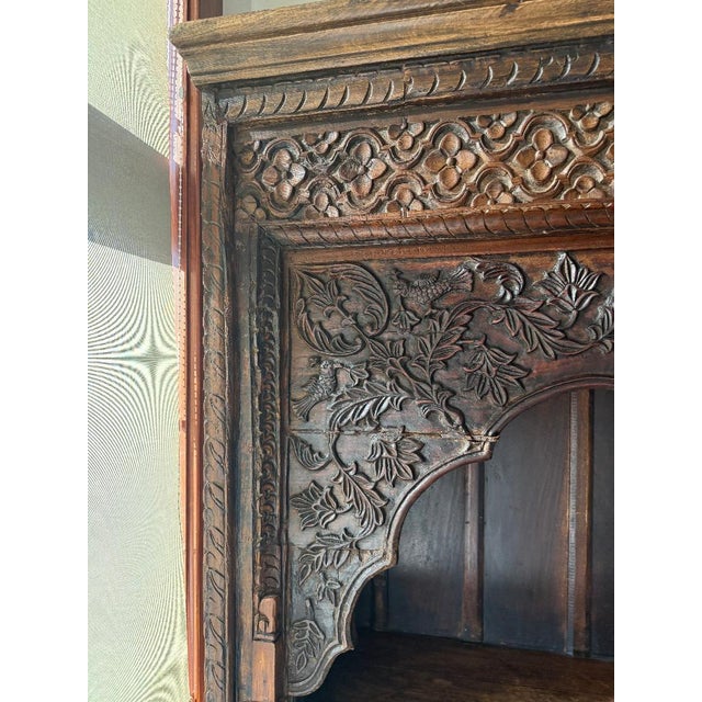 Wood Antique Hand-Carved Indian Wooden Bookshelf / Display Cabinet For Sale - Image 7 of 10