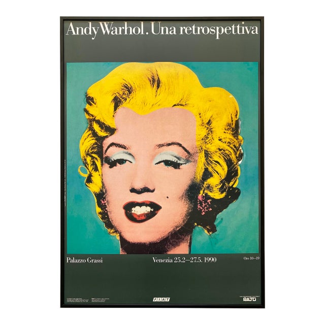 Andy Warhol Vintage 1990 Lithograph Print Large Framed Pop Art Italian Exhibition Poster " Marilyn " 1964 For Sale