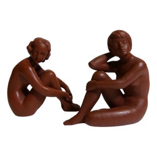 Terracotta Nude Women from Goebel, 1960s, Set of 2 For Sale