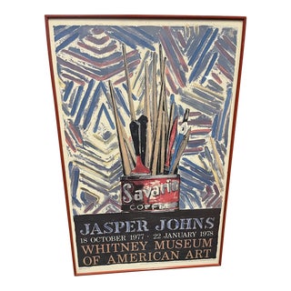 1977 Mid Century Modern Jasper Johns Large Exhibition Poster For Sale