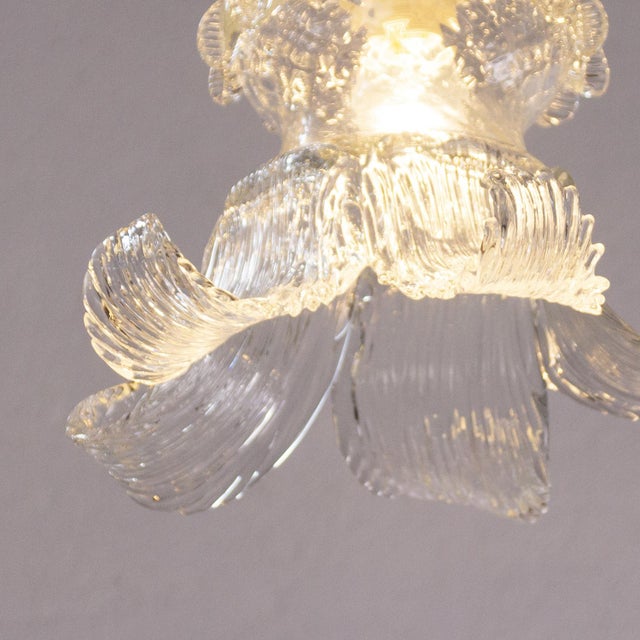 Vintage Flower Pendant in Clear Murano Glass, 1980s For Sale - Image 8 of 12
