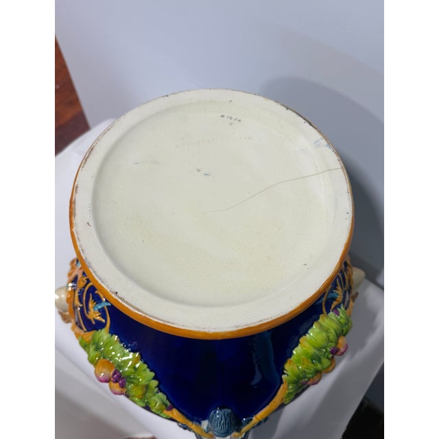 English Wedgwood Majolica Lion & Maiden Handled Jardiniere, 19th Century For Sale - Image 14 of 16