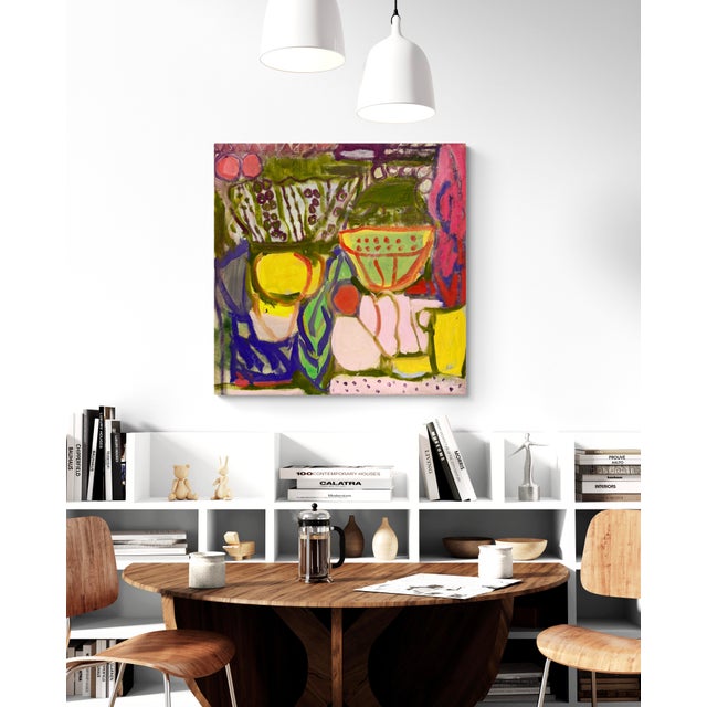 Abstract Contemporary Abstract Oil on Canvas "Coming Over for Breakfast" by Petra Schott For Sale - Image 3 of 5