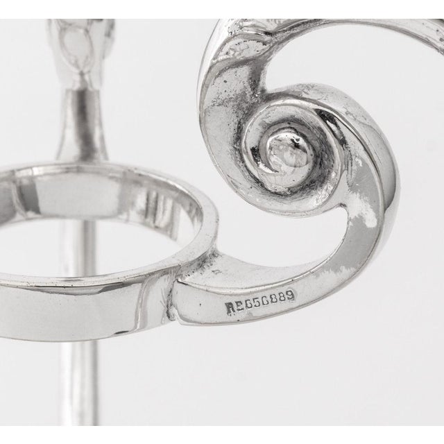 Silver Mid 20th Century Modern Silver Plate Four Trumpet Epergne For Sale - Image 8 of 8