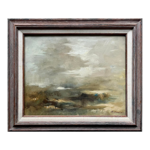 Abstract Impressionistic Seascape "Shoreline Scene" by Robert Baranet = Oil on Canvas - Framed
