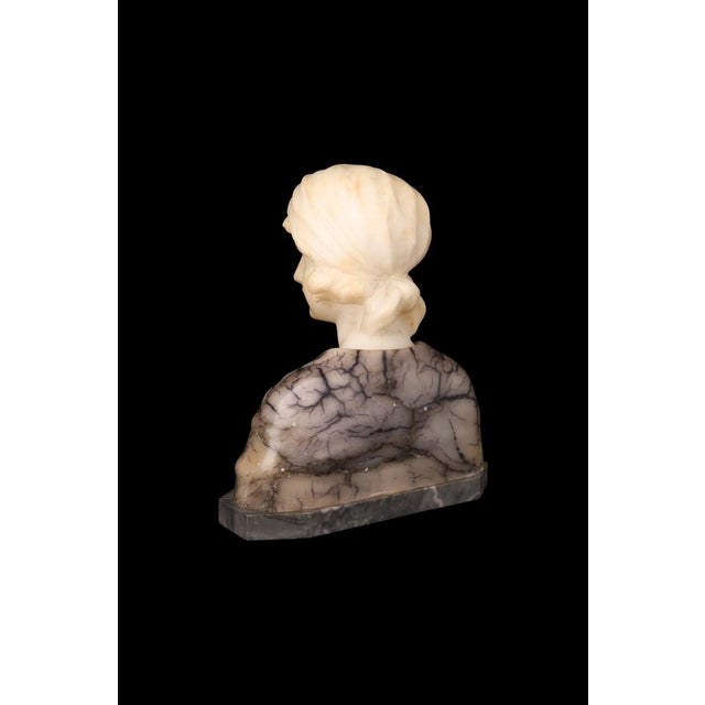 Gustave Van Vaerenbergh, Bust of a Young Girl, 1900s, Alabaster and Marble Sculpture For Sale - Image 6 of 16