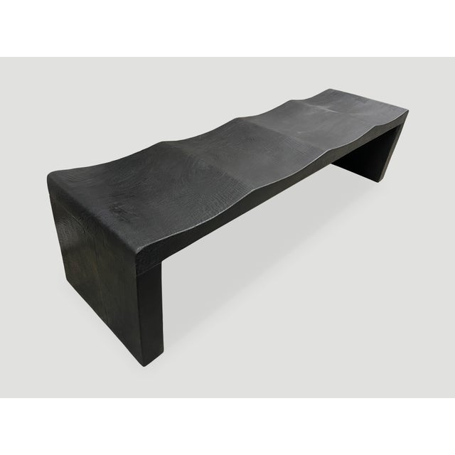Andrianna Shamaris Charred Wave Bench For Sale - Image 17 of 18
