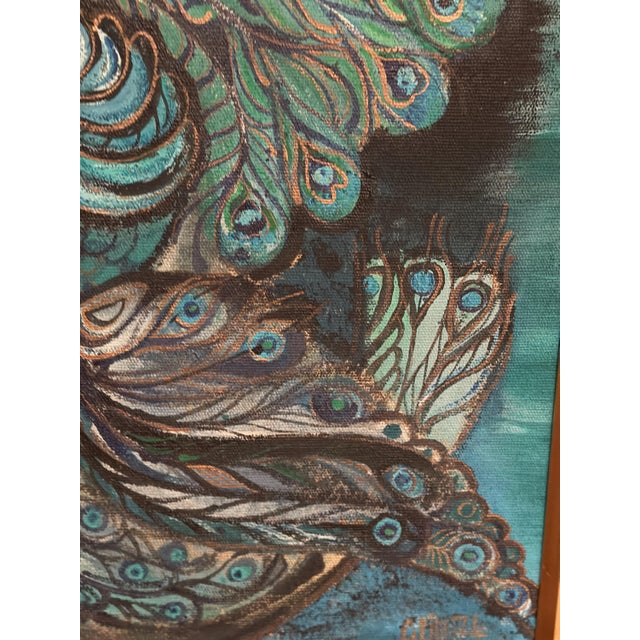 Covey/Givell, Peacocks, 1974, Oil on Canvas, Framed For Sale - Image 7 of 18