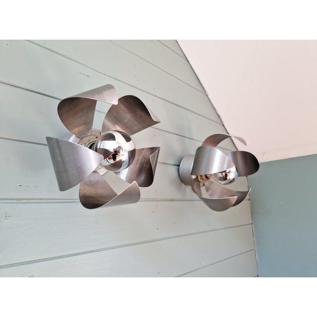 Space Age Chrome Metal Wall Sconces, 1970s, Set of 2 For Sale - Image 13 of 13