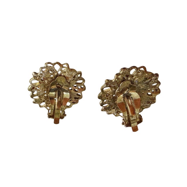 Vintage Clip-on Round Earrings With Blue Stones For Sale - Image 4 of 5