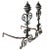 Antique early 20th century hand wrought andirons having scroll and corkscrew motif.