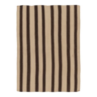 Vintage Persian Palas Bidjar Kilim in Beige With Bold Brown Stripes - Rug & Kilim For Sale