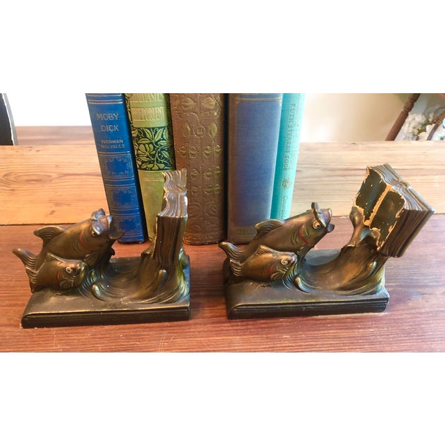 Antique Schooling Fish Metal Bookends by K & O Co Ny For Sale - Image 12 of 12