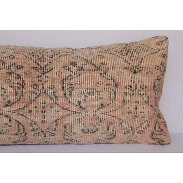 Apricot Bohemian Turkish Rug Pillow – Handwoven Vintage Lumbar Cushion Cover -14'' X 36'' For Sale - Image 8 of 9
