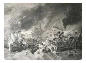 B. West, Battle of the Houge, 18th Century, Engraving, Framed