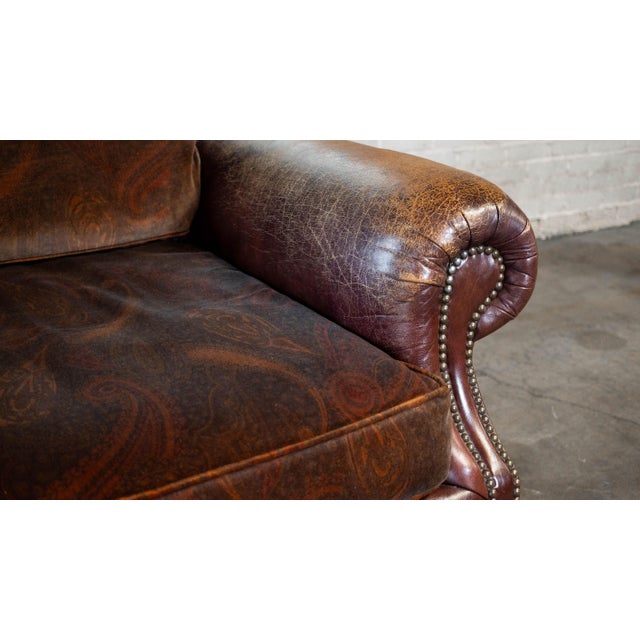 Ralph Lauren Ralph Lauren Leather and Paisley Velvet Club Chair For Sale - Image 4 of 16