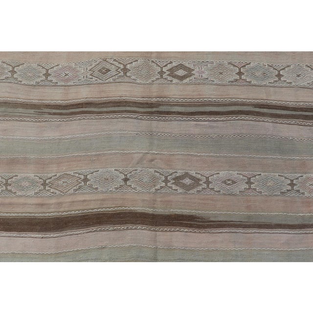 Taupe Vintage Turkish Kilim With Soft Sage, Sand, Taupe, and Subtle Geometrics For Sale - Image 8 of 11