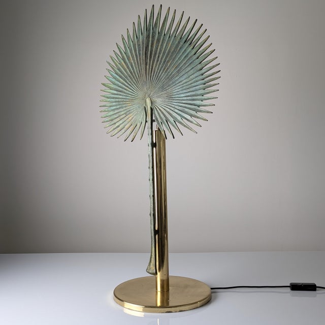 Metal Fan Palm Bronze and Brass Table Lamp from Valenti, 1970s For Sale - Image 7 of 18