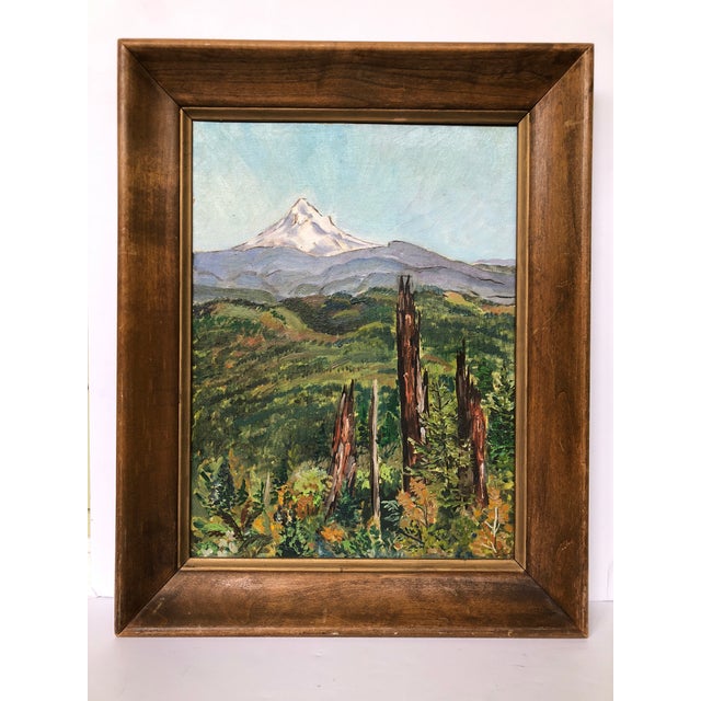 Sky Blue Vintage Landscape Oil Painting For Sale - Image 8 of 8