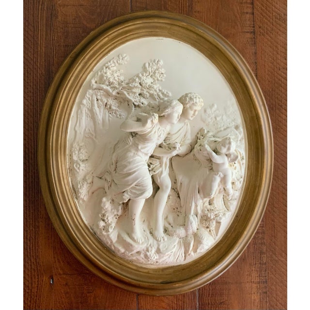 Cream Pair of Vintage & Sculptural, Neoclassical Figural High Relief Wall Plaques – 13” X 16” Each Grandmillennial, Palm Beach Regency, French - See Pics! For Sale - Image 8 of 9