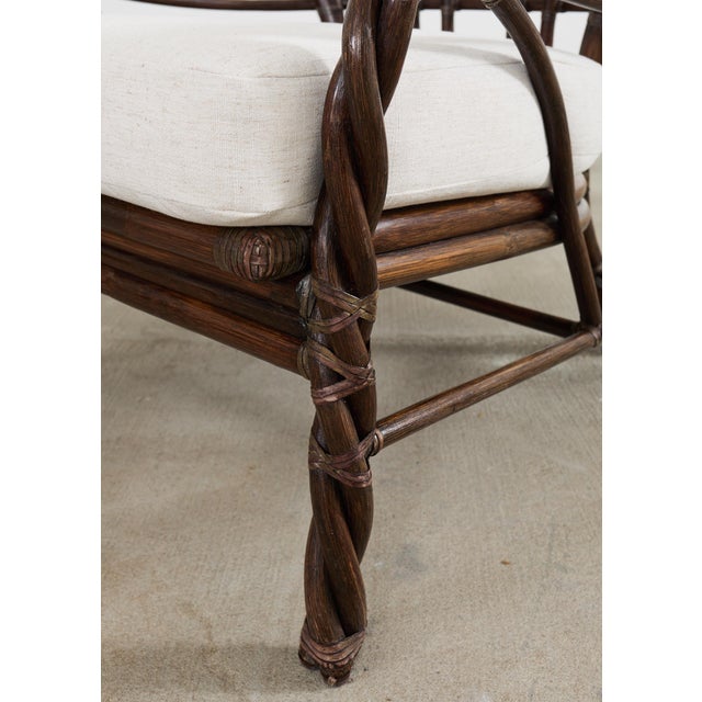 McGuire Organic Modern Twisted Rattan Lounge Chair and Ottoman For Sale - Image 10 of 12