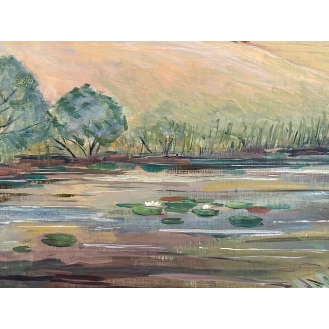 Mid 20th Century Large Idyllic Country Scene Original Oil Painting, Framed For Sale - Image 4 of 9