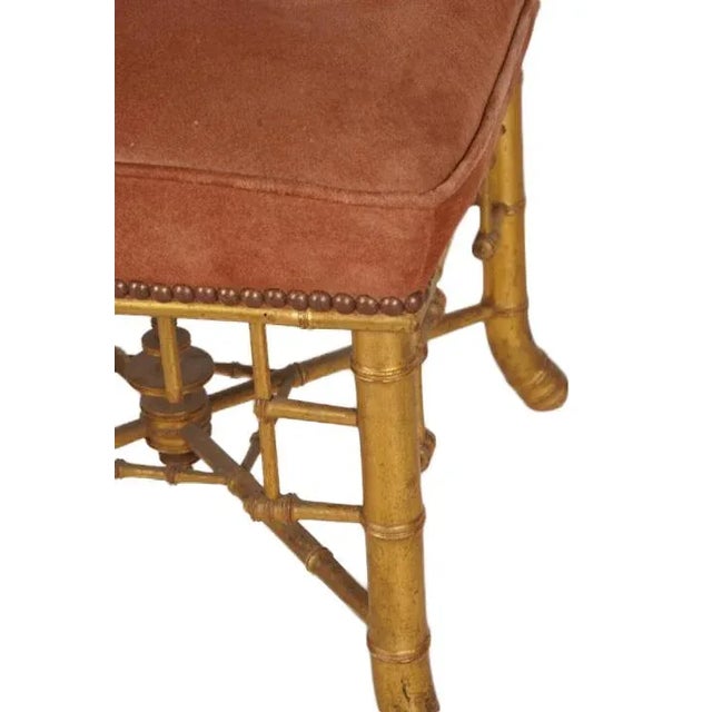 Antique 1800's Napoleon III Gilt Bamboo Stool From Michael S. Smith Installation For Sale - Image 4 of 6