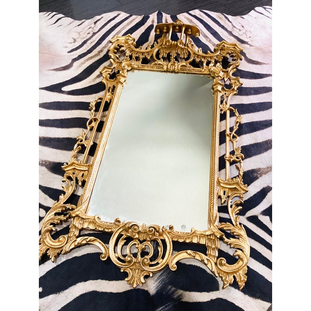 Vintage Gold Gilt Hollywood Regency Chinese Chippendale Style Pagoda Carved Wood Wall Mirror For Sale - Image 12 of 17