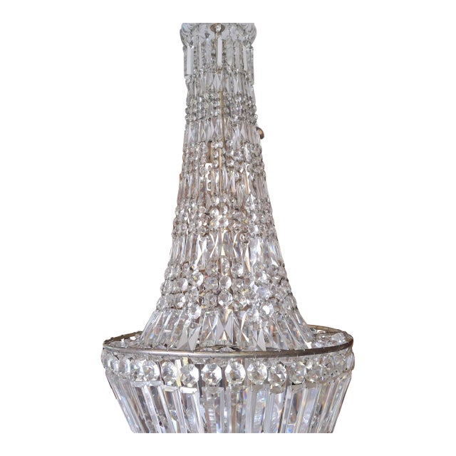 XL c1860 Antique French Empire Cascading Cut Crystal Waterfall Palace Chandelier by Baccarat. 12 lights 4 foot tall and...