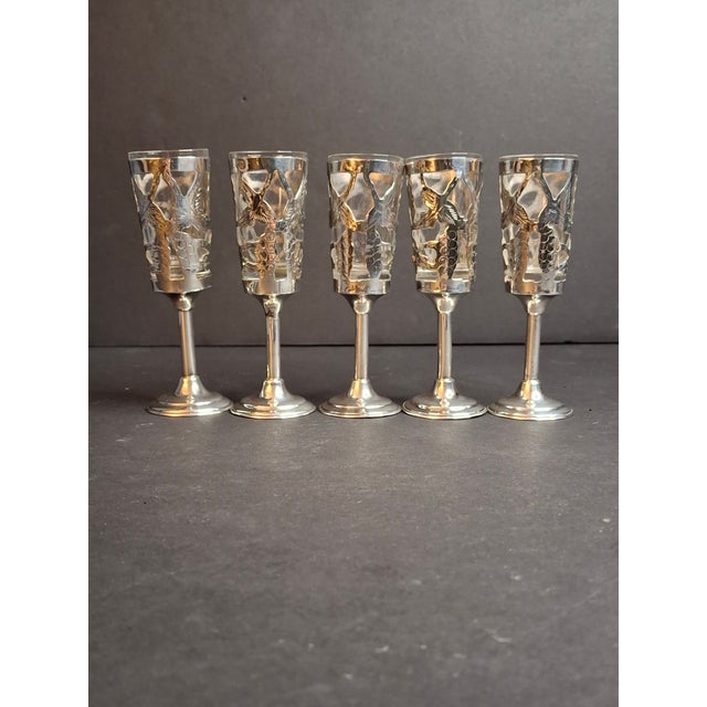 Vintage Mexican Sterling Silver Judaica Kiddush Cordial Cups Star of David Grapes Art Mexico 53g - Set of 5 For Sale In Boston - Image 6 of 18