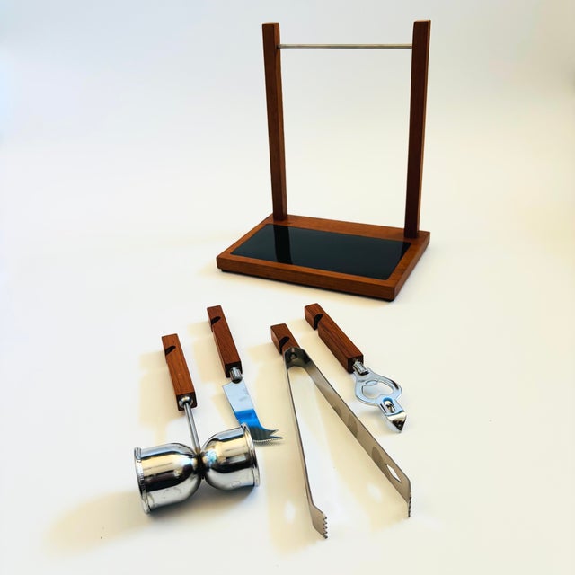 Mid Century Teak Hanging Bar Tool Set by Georges Briard For Sale In San Francisco - Image 6 of 12