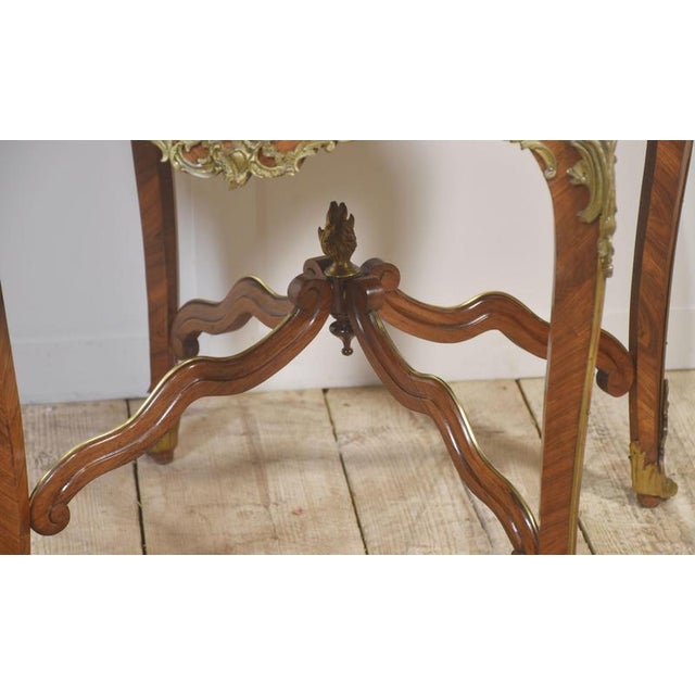 Brown Louis XV Style Ormolu and Parquetry Circular Centre Table, 1890s For Sale - Image 8 of 16