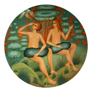 Orest Hrytsak, Man and Woman, Adam and Eve, 2013, Mixed Media on Canvas For Sale