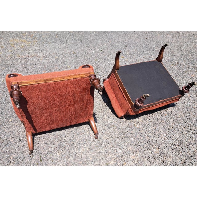 Red Late 19th Century Victorian Chairs a Pair For Sale - Image 8 of 11