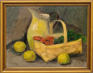 Early 20th Century "Still Life With Fruits" Oil Painting by Carl Fischer, Framed