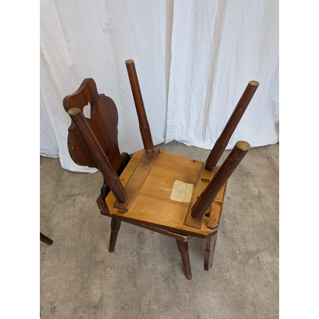 Vintage Tyrolean Farmhouse Chairs with Heart Cutouts, 1970s, Set of 6 For Sale - Image 3 of 18
