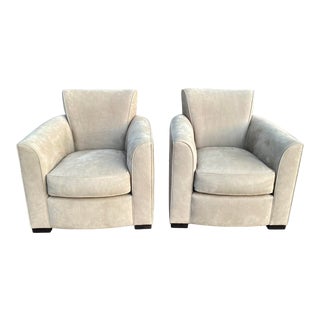 Donghia Nubuck Leather Noble Chairs - a Pair For Sale