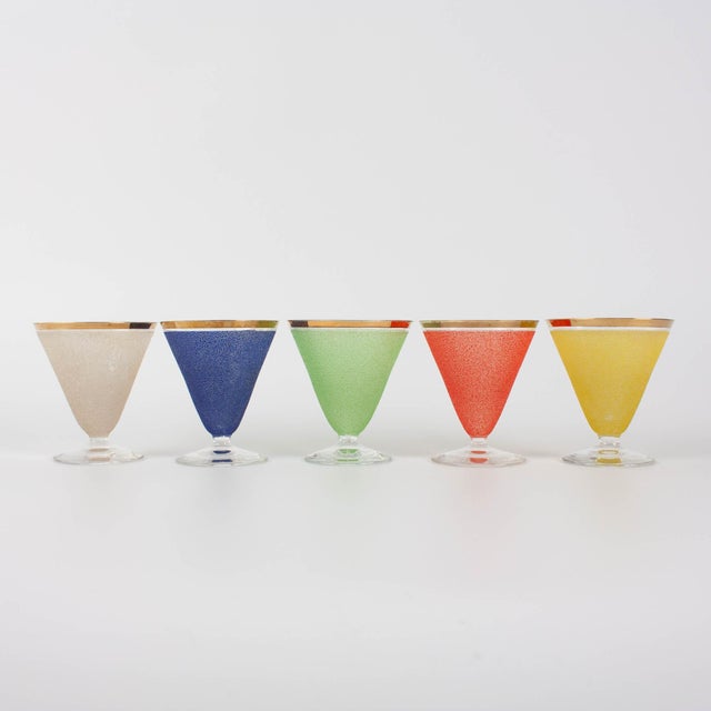 1950s Vintage Portuguese Cocktail Glasses, 1950s, Set of 5 For Sale - Image 5 of 18